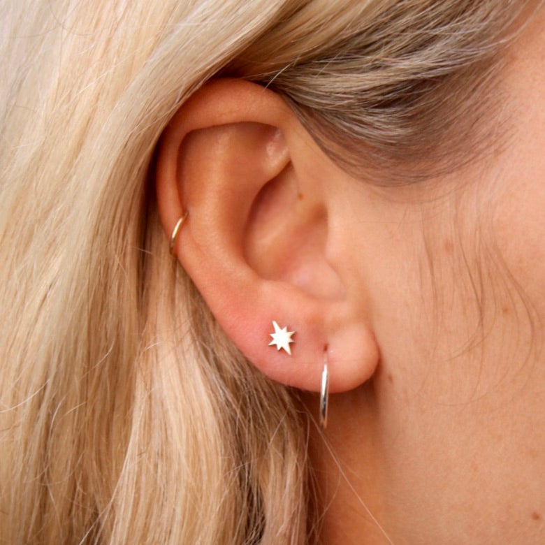 Sterling silver astral star stud earrings by Jade Rabbit Design