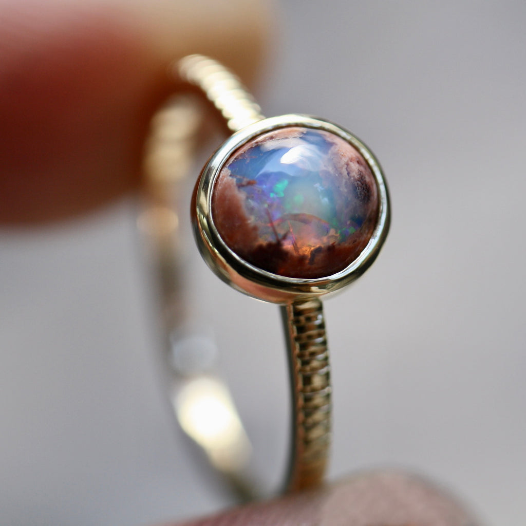 9ct Yellow Gold Milky Way Opal Ring