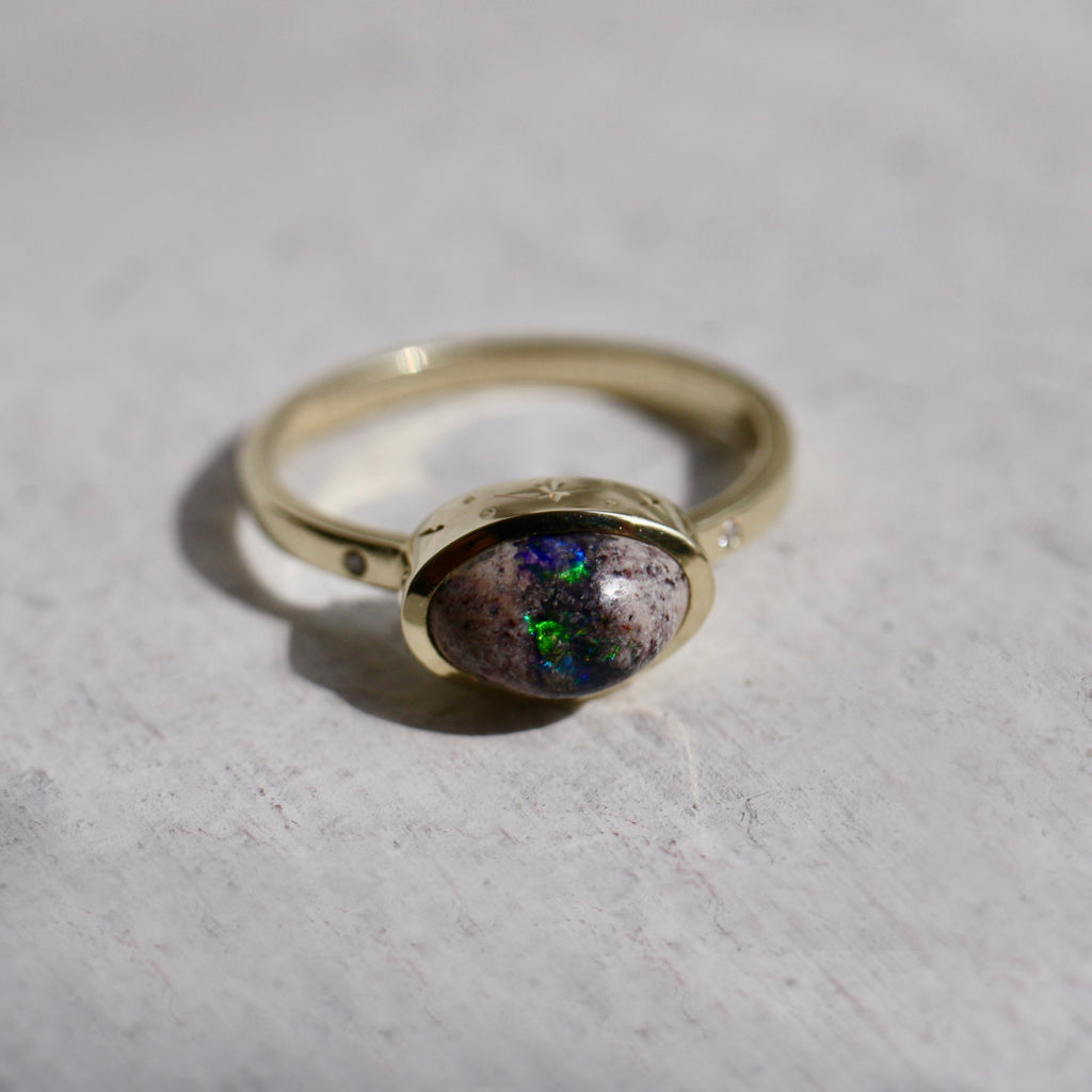 9ct Yellow Gold Cosmic Opal Ring