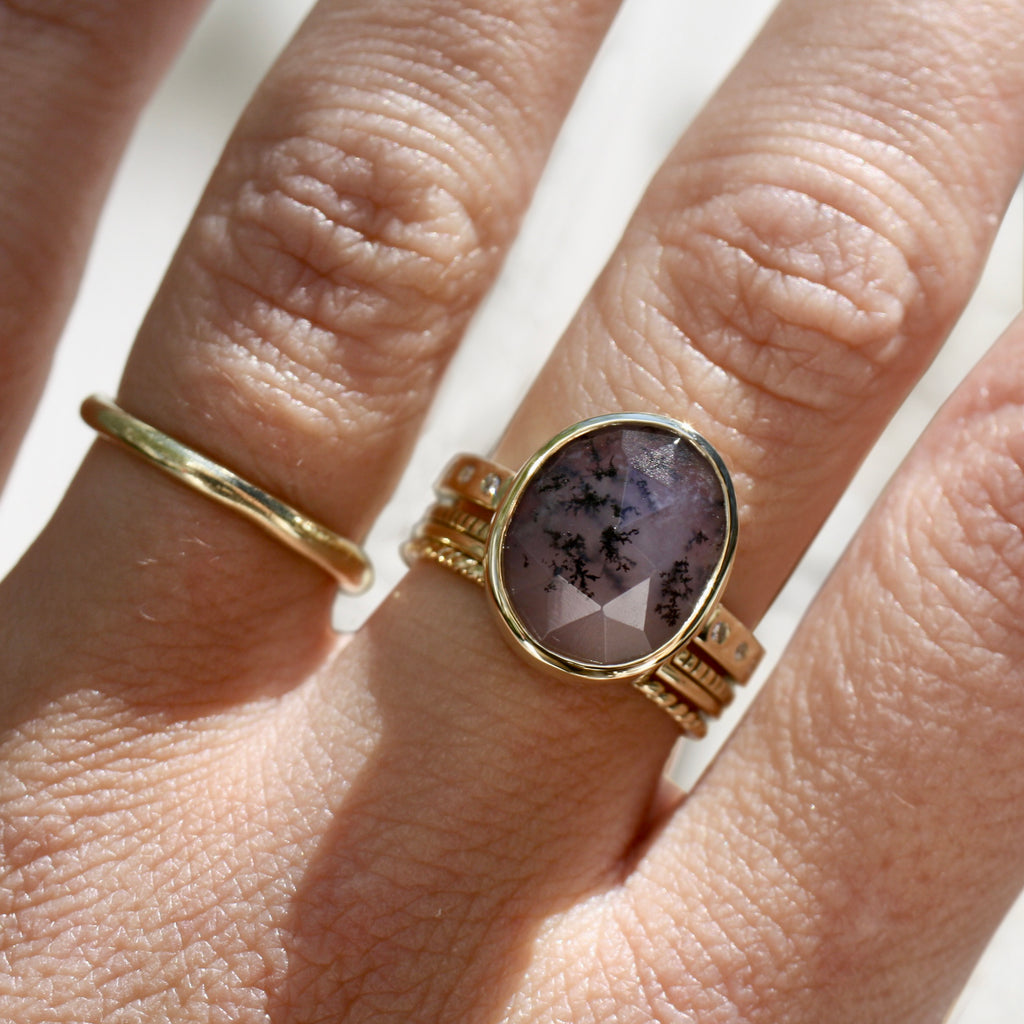 9ct Yellow Gold Dendritic Agate Ring