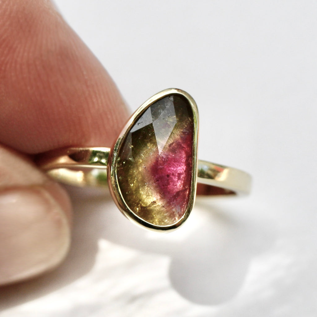 9ct Yellow Gold Tourmaline Slice Ring