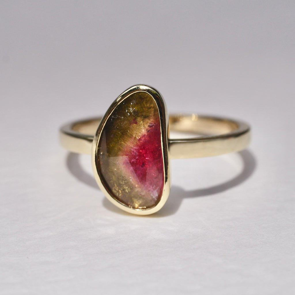 9ct Yellow Gold Tourmaline Slice Ring