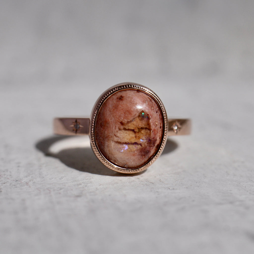 9ct Rose Gold Pink Pastal Opal Ring