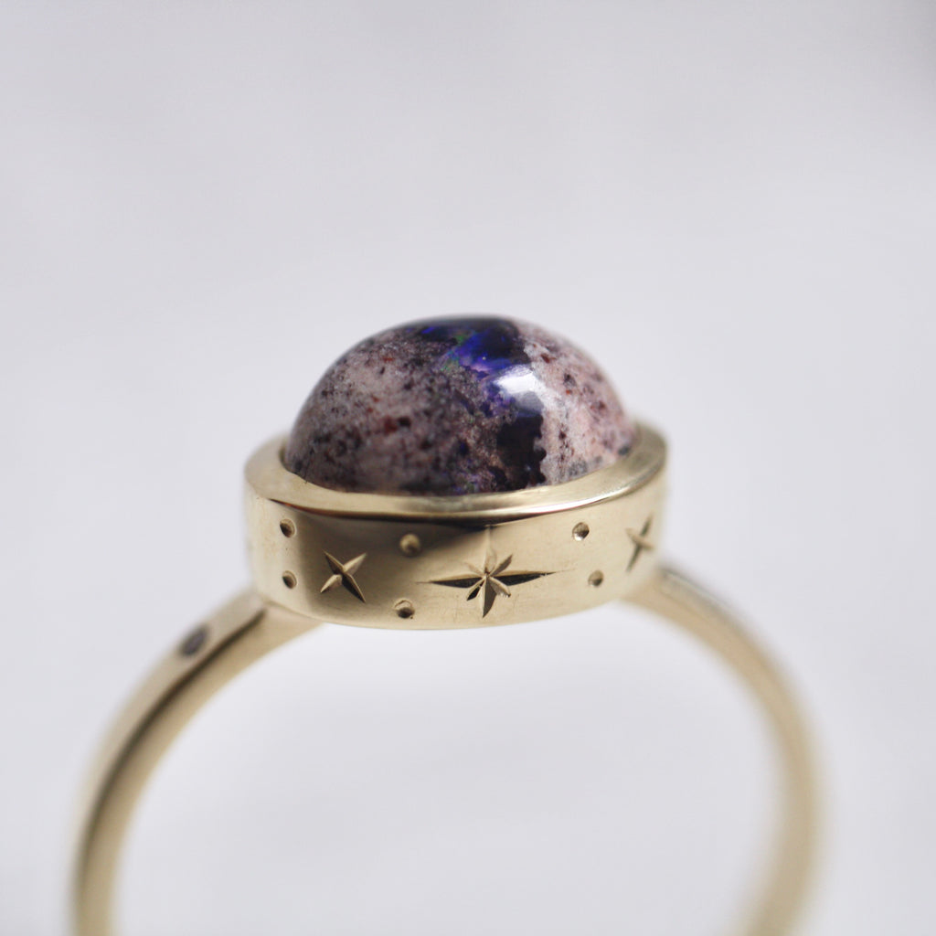 9ct Yellow Gold Cosmic Opal Ring