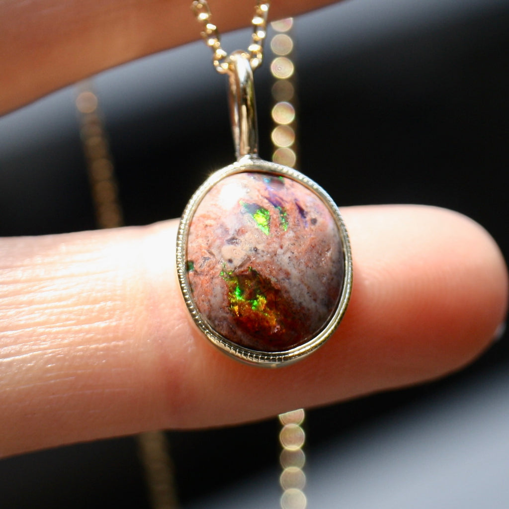 9ct Yellow Gold Jupiter Drop Opal Necklace