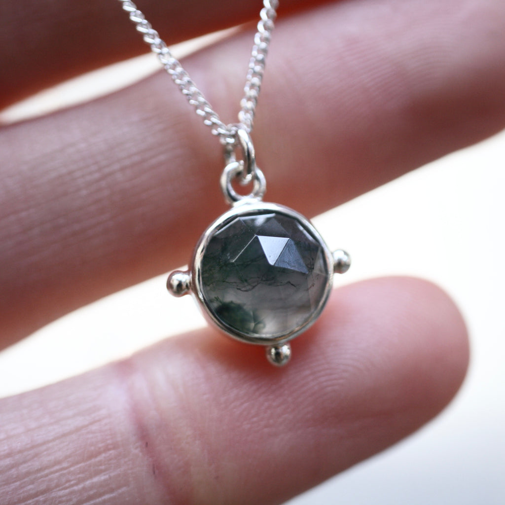 Sterling Silver Moss Agate Necklace (Edition 15)