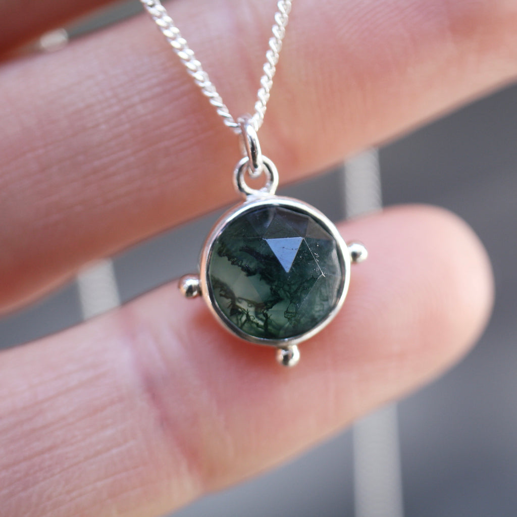 Sterling Silver Moss Agate Necklace (Edition 16)