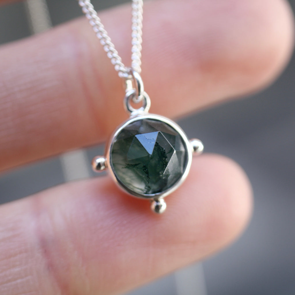 Sterling Silver Moss Agate Necklace (Edition 18)