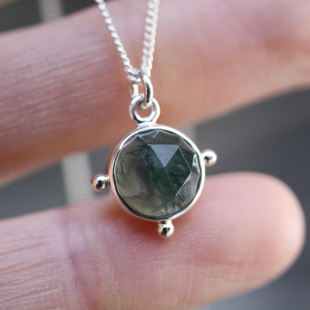 Sterling Silver Moss Agate Necklace (Edition 19)