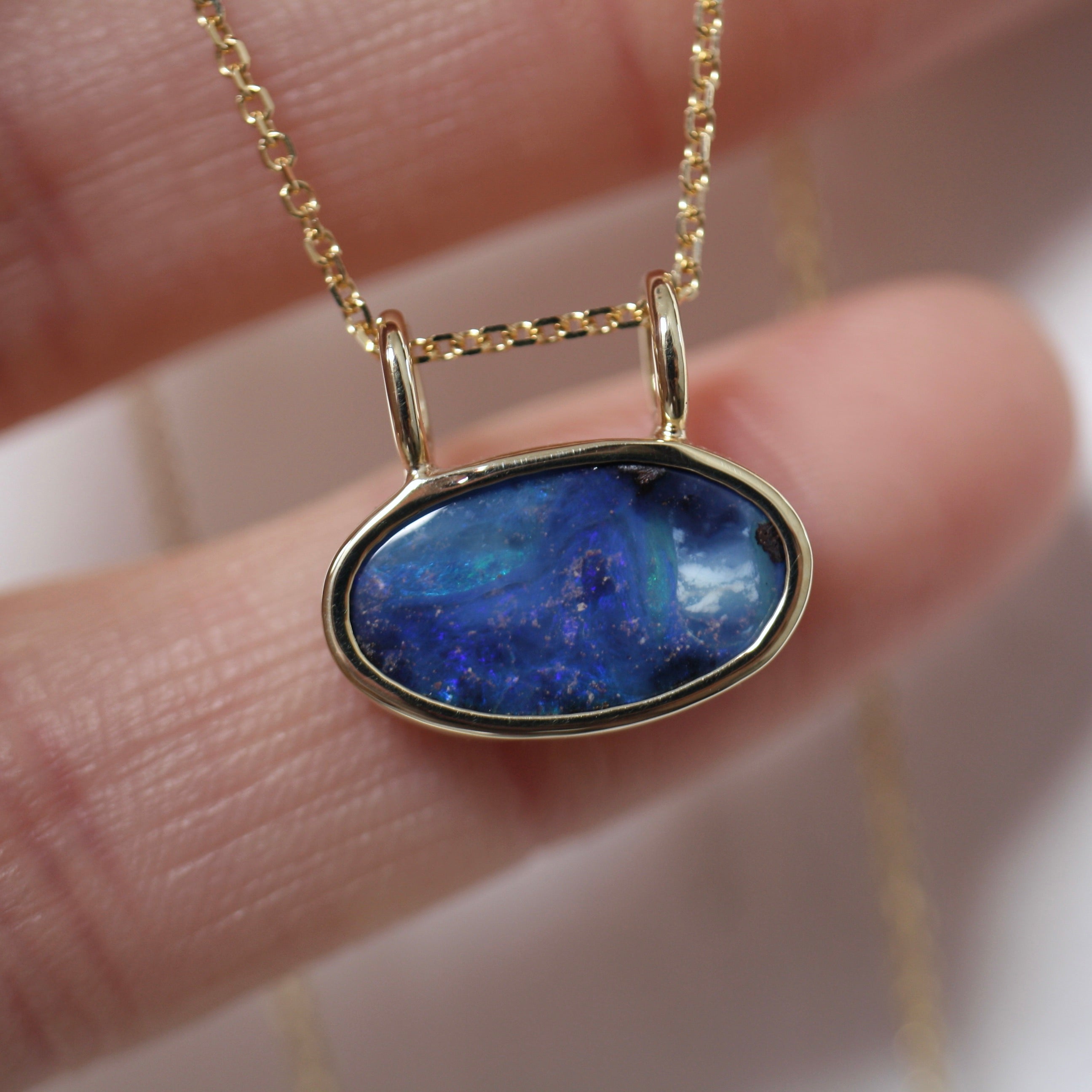 9ct Gold Boulder Opal Necklace by Jade Rabbit Design | Jade Rabbit