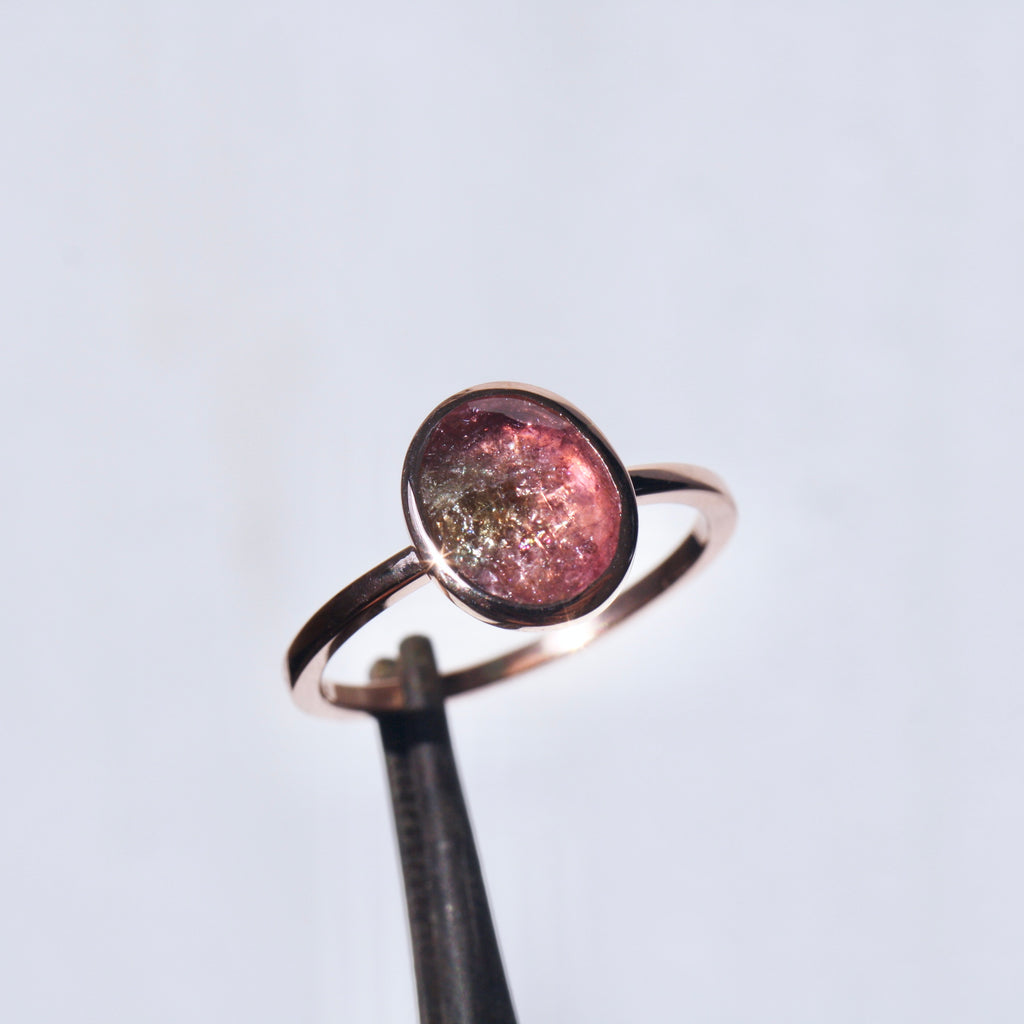 9ct Gold Rose Cut Pastel Tourmaline Ring