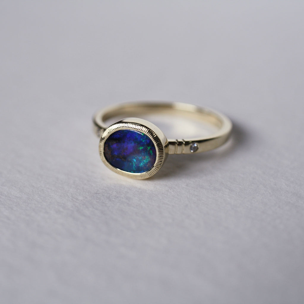 9ct Gold Cosmic Boulder Opal Ring