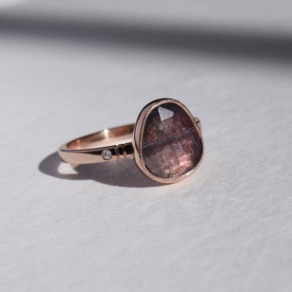 9ct Gold Dusty Pink Tourmaline Ring
