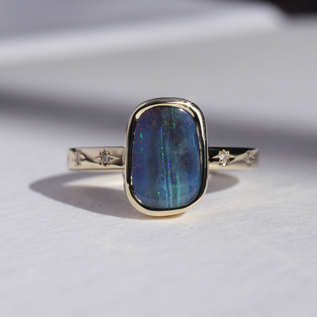 9ct Gold Luxury Boulder Opal Ring