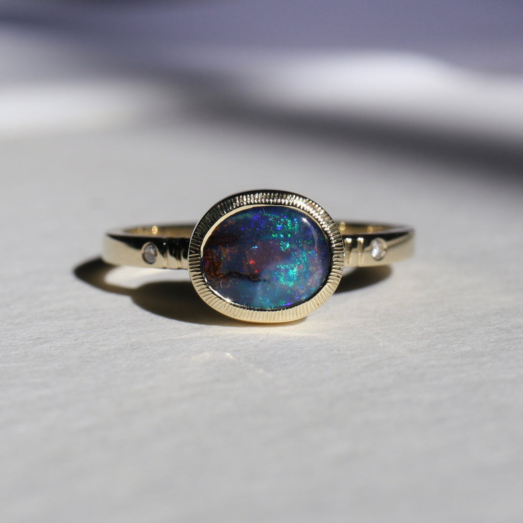9ct Gold Cosmic Boulder Opal Ring