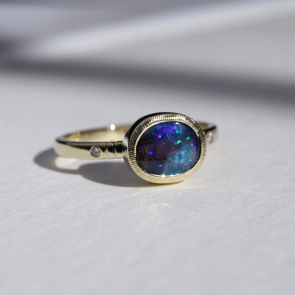 9ct Gold Cosmic Boulder Opal Ring
