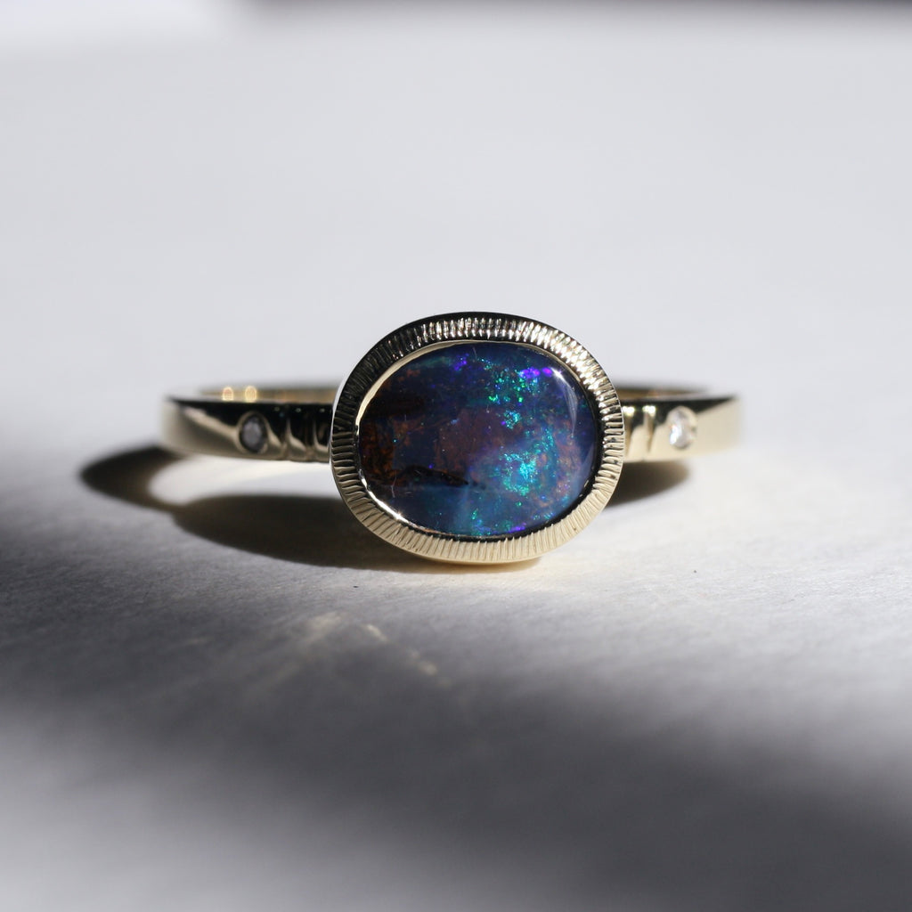 9ct Gold Cosmic Boulder Opal Ring