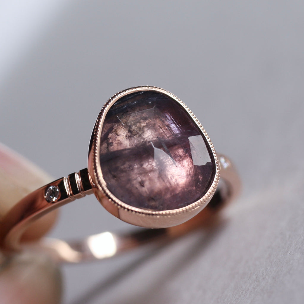 9ct Gold Dusty Pink Tourmaline Ring
