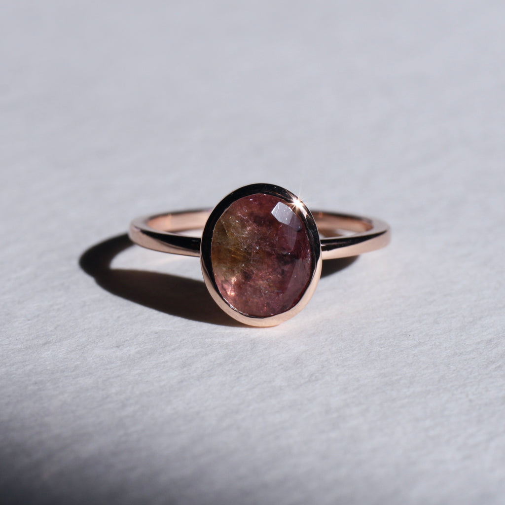 9ct Gold Rose Cut Pastel Tourmaline Ring