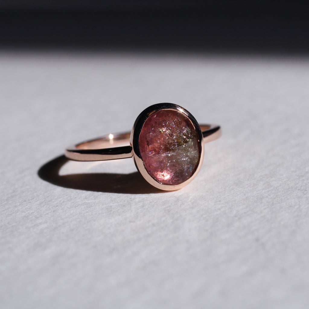 9ct Gold Rose Cut Pastel Tourmaline Ring