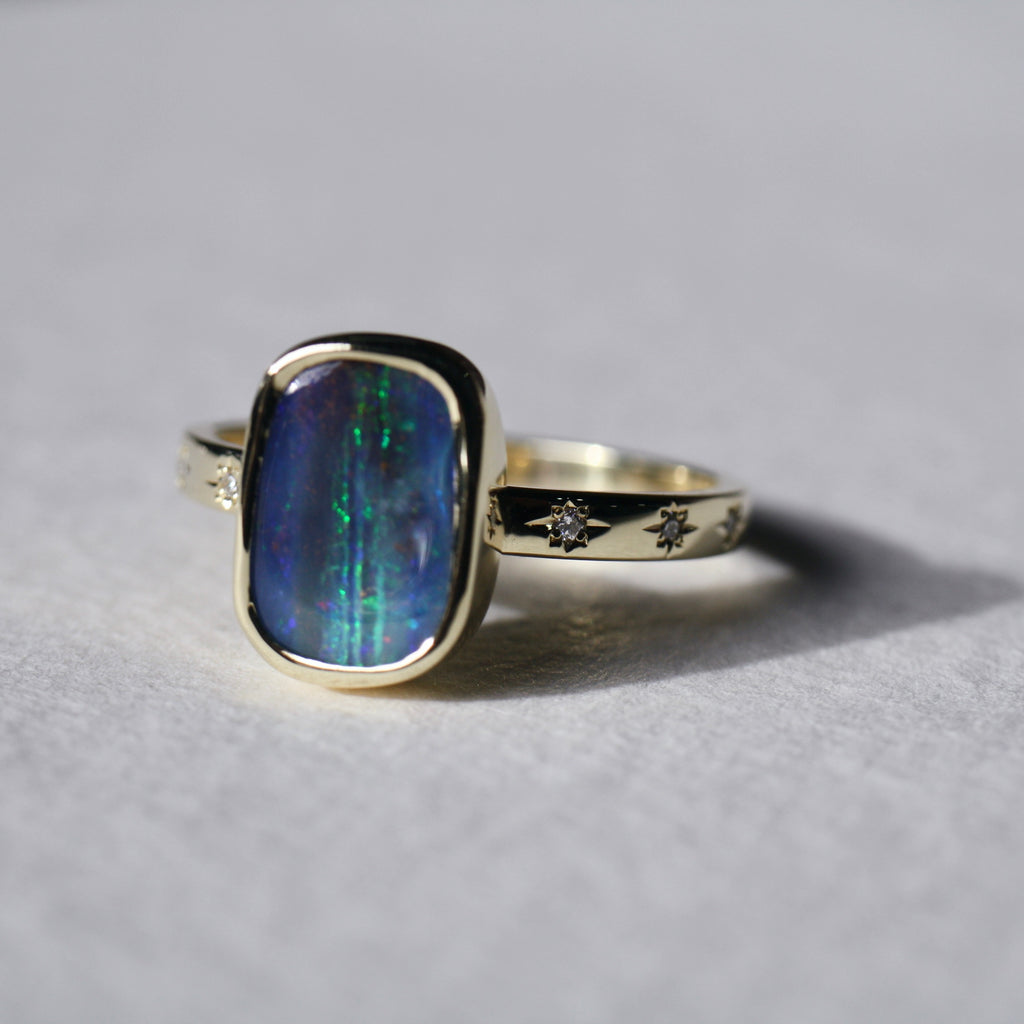 9ct Gold Luxury Boulder Opal Ring