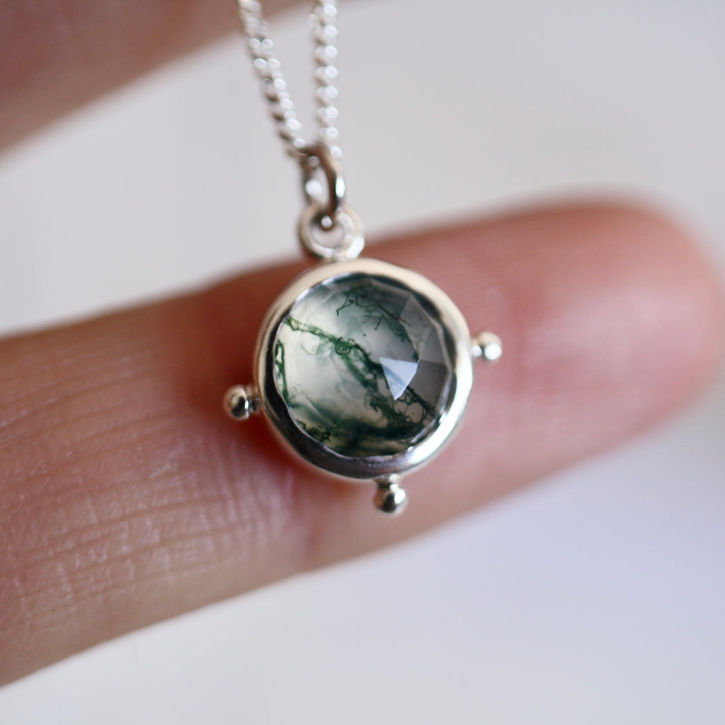 Sterling Silver Moss Agate Necklace (Edition 2)