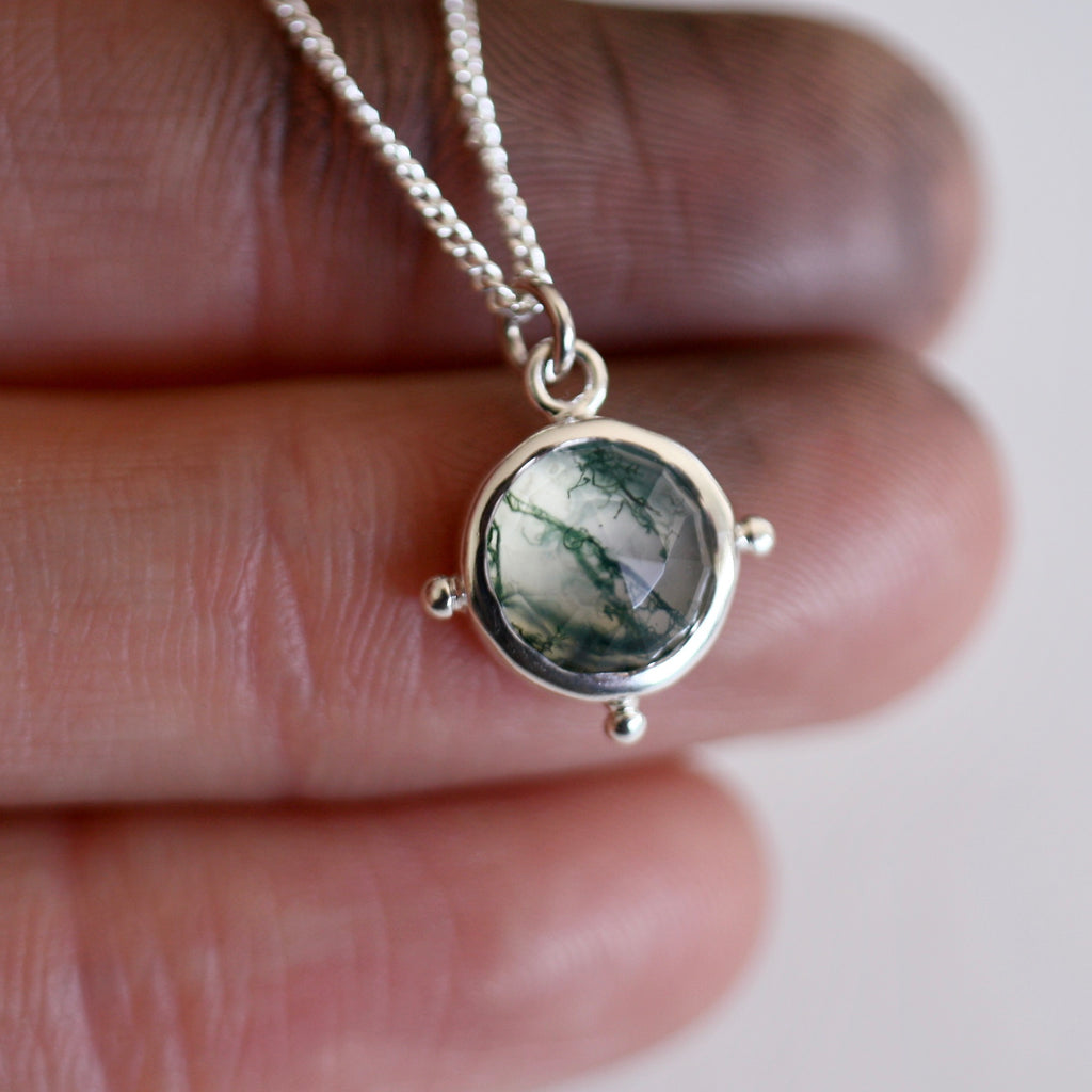 Sterling Silver Moss Agate Necklace (Edition 2)