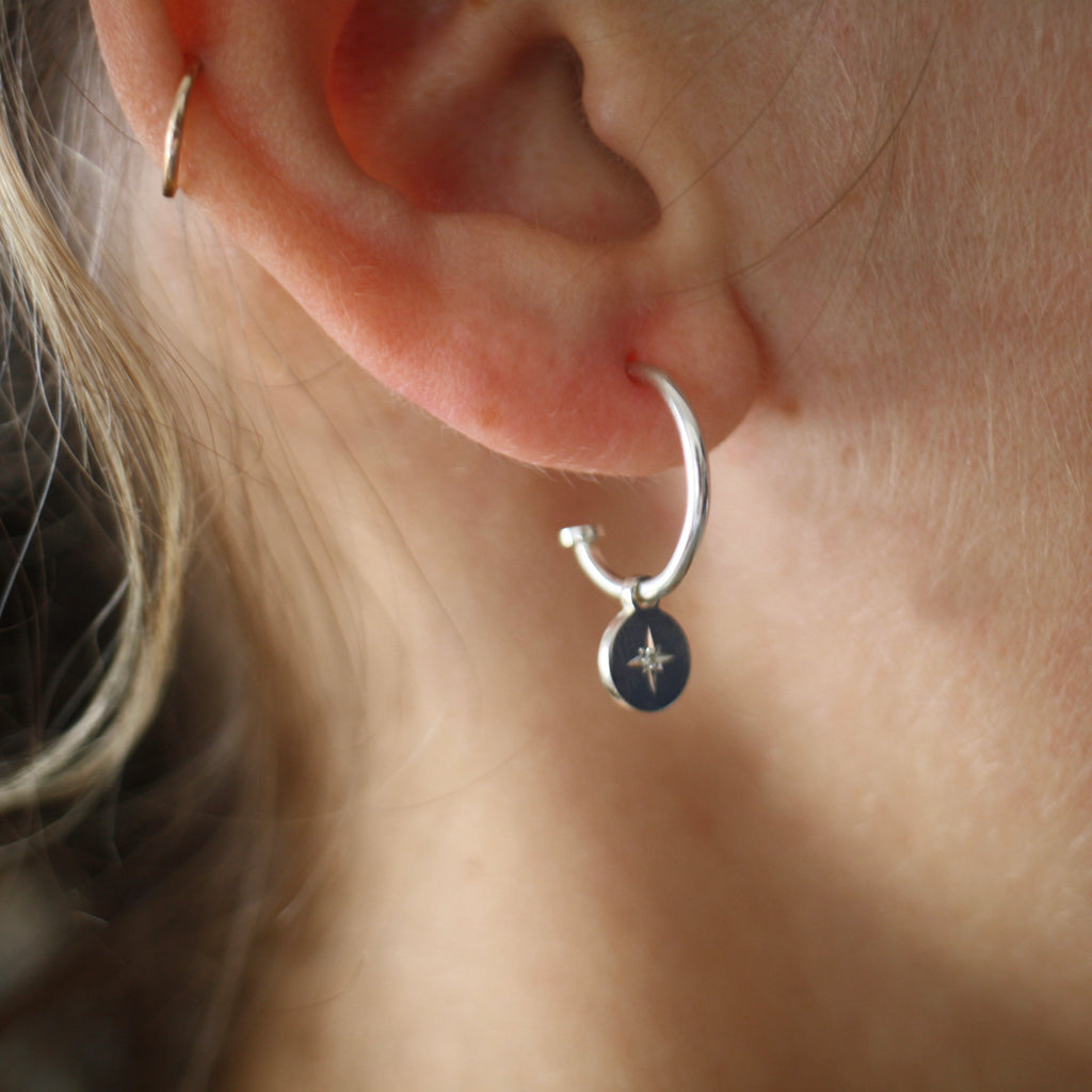 Open Hoop Celestial Pendant Earrings