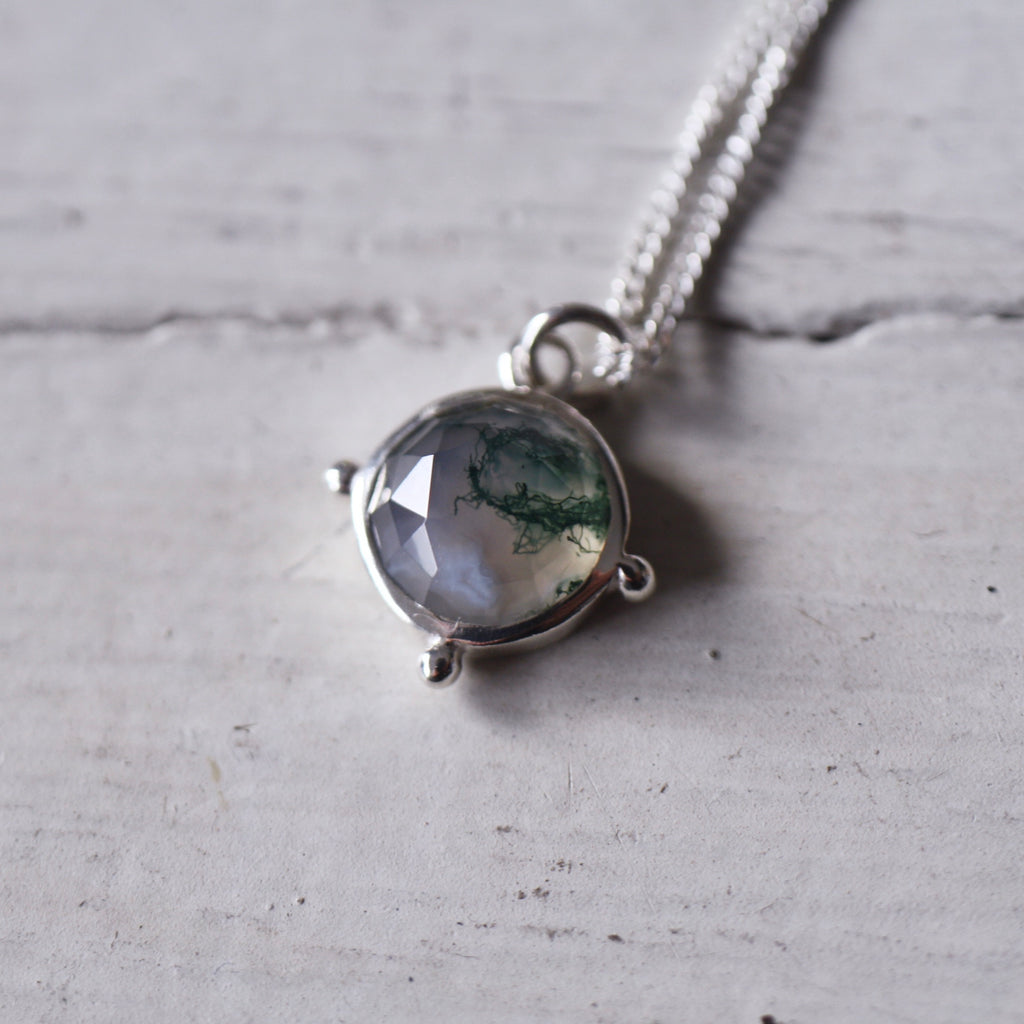 Sterling Silver Moss Agate Necklace (Edition 4)