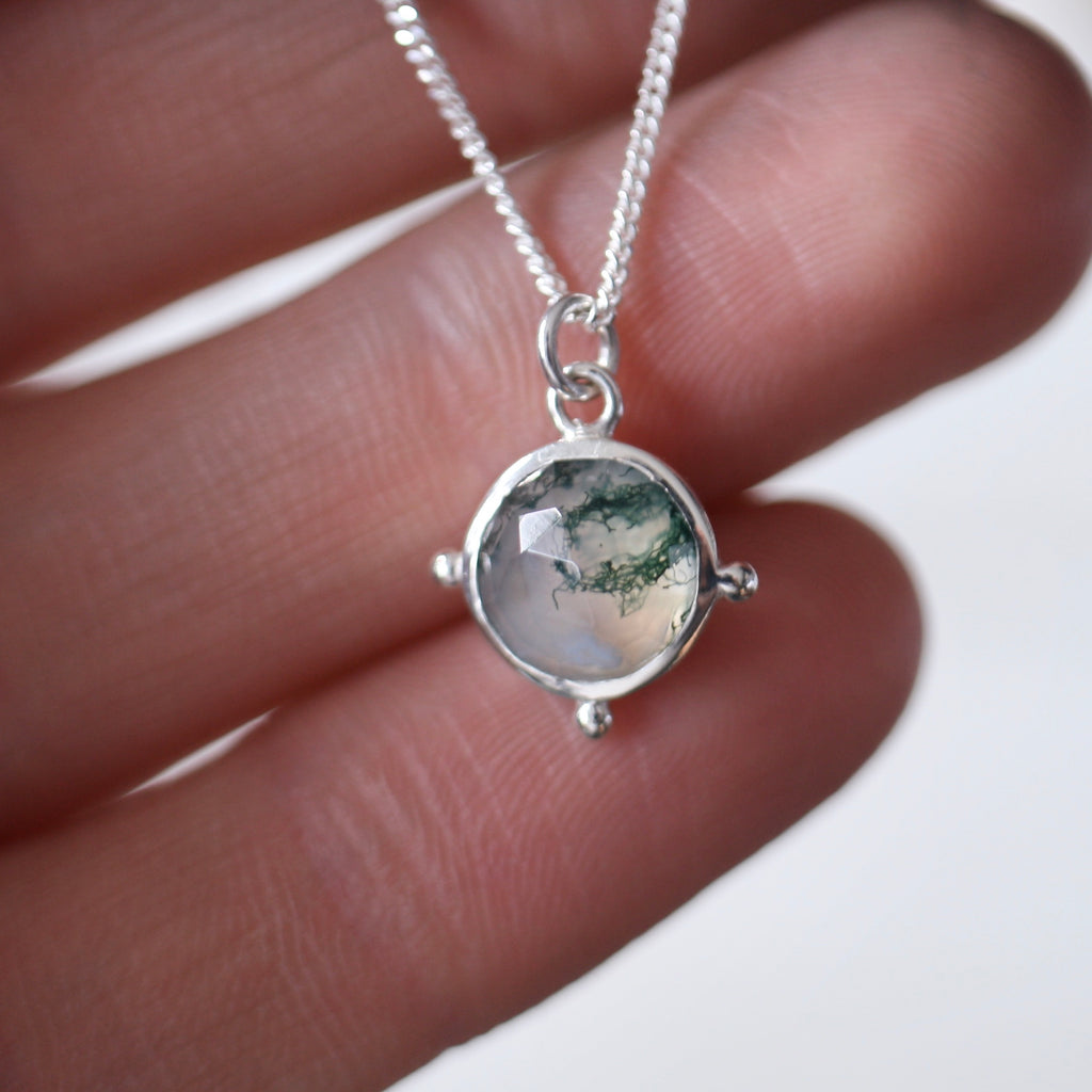 Sterling Silver Moss Agate Necklace (Edition 4)