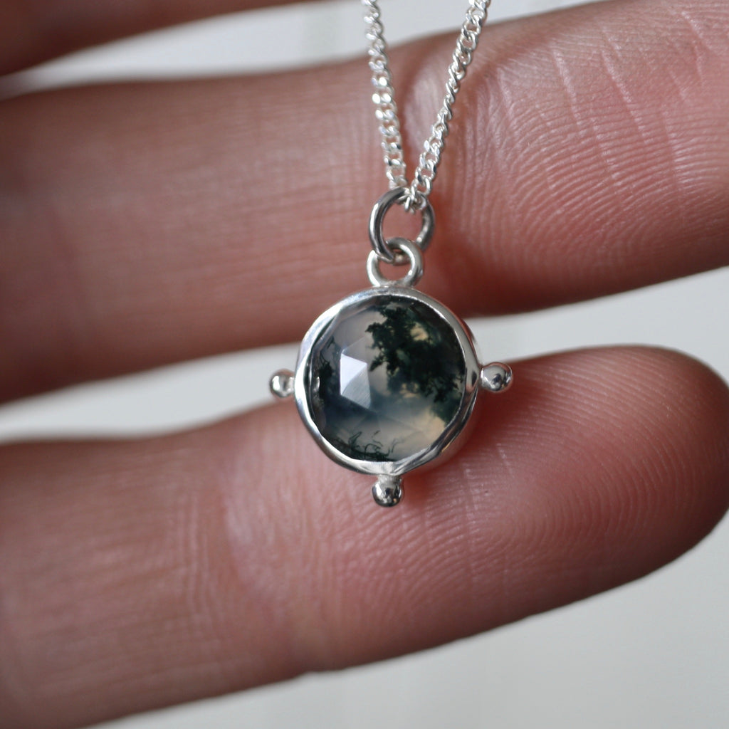 Sterling Silver Moss Agate Necklace (Edition 3)
