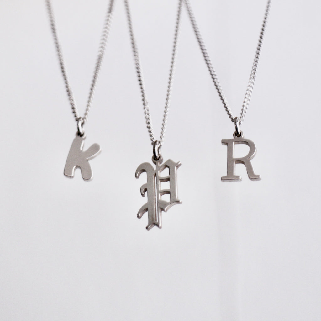 Custom Initial Charm Necklaces                  (Various Font Options)
