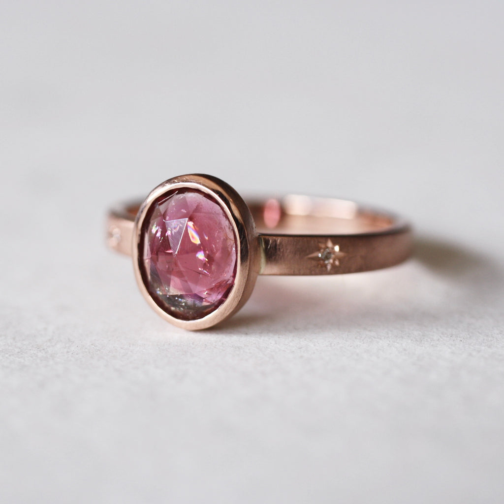 9ct Rose Gold Pink Oasis Tourmaline Ring