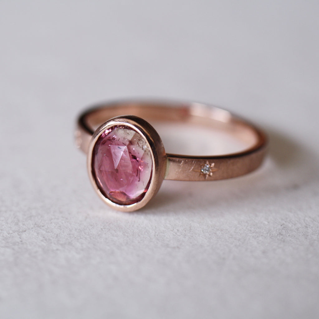 9ct Rose Gold Pink Oasis Tourmaline Ring