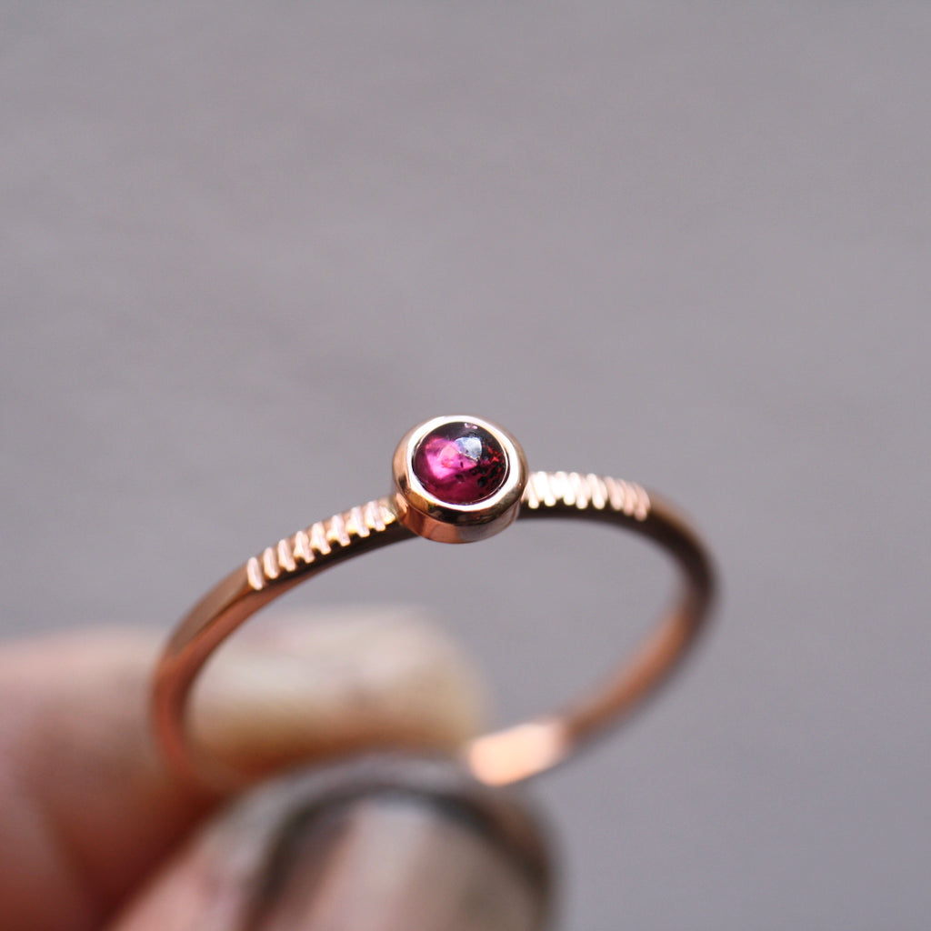 9ct Rose Gold Mini Garnet Stacker Ring