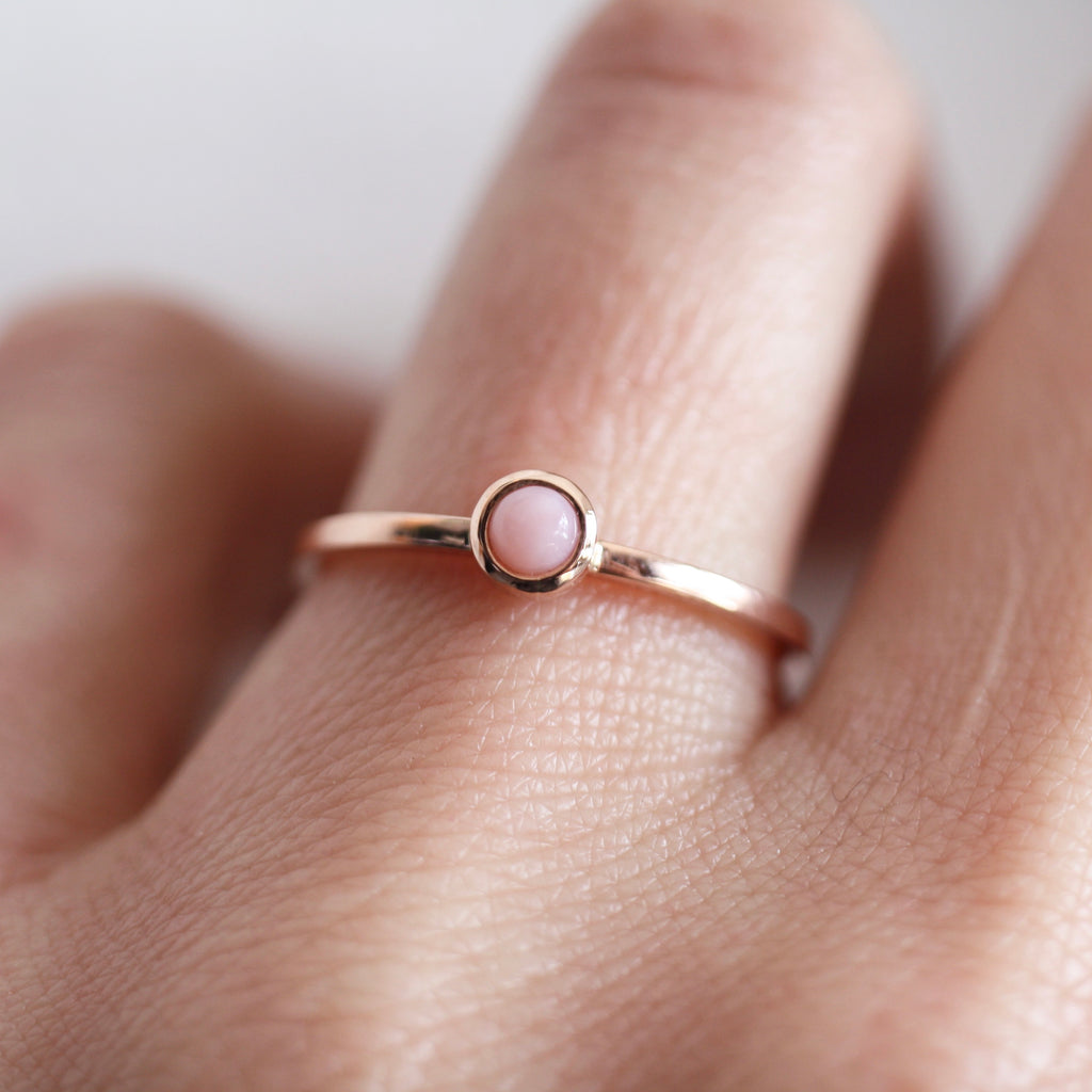 9ct Rose Gold Mini Pink Opal Stacker Ring