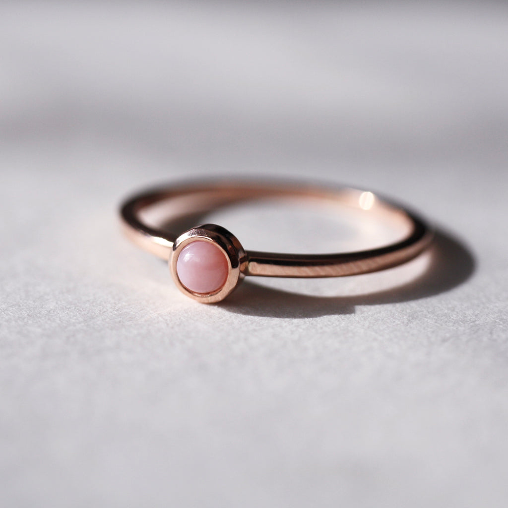 9ct Rose Gold Mini Pink Opal Stacker Ring