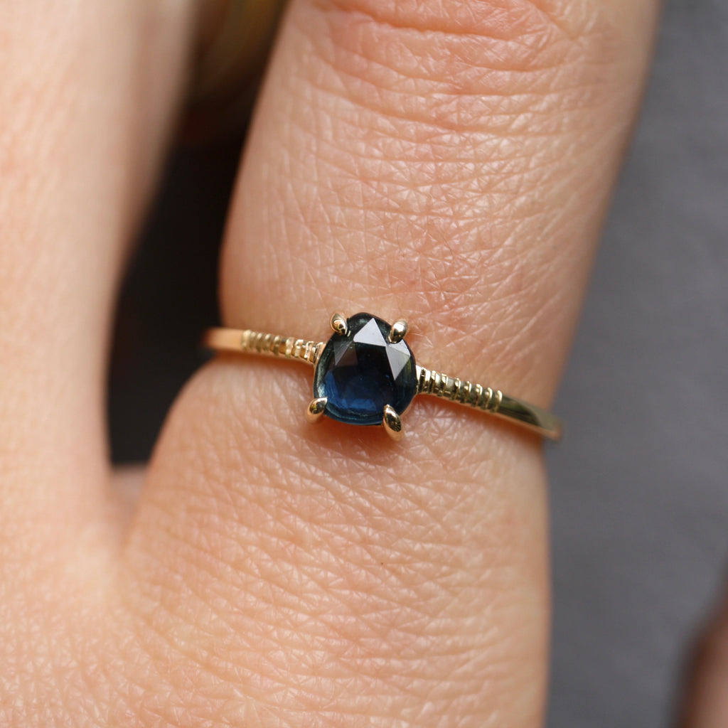 9ct Yellow Gold Mini Blue Tourmaline Ring