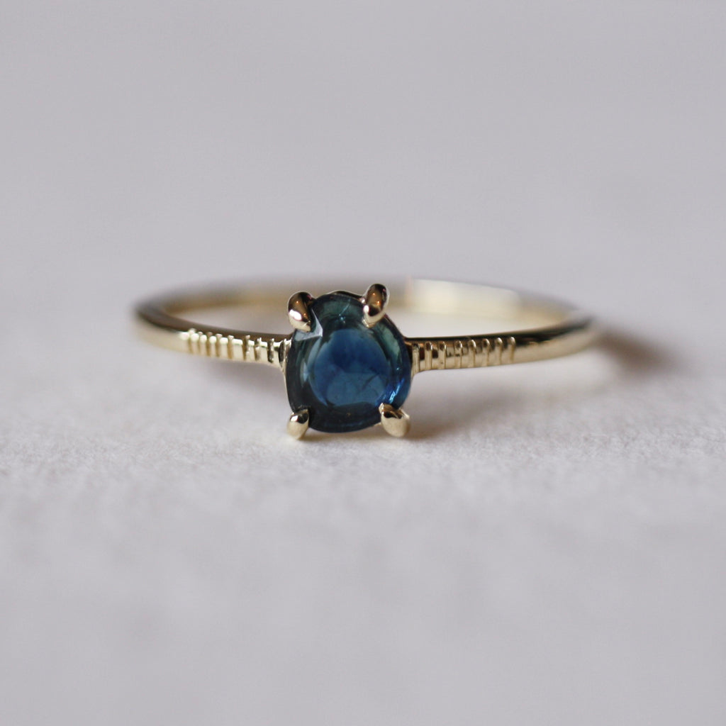9ct Yellow Gold Mini Blue Tourmaline Ring