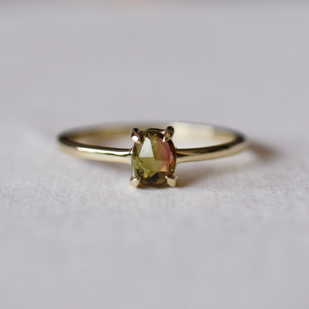 9ct Yellow Gold Mini Olive Tourmaline Ring