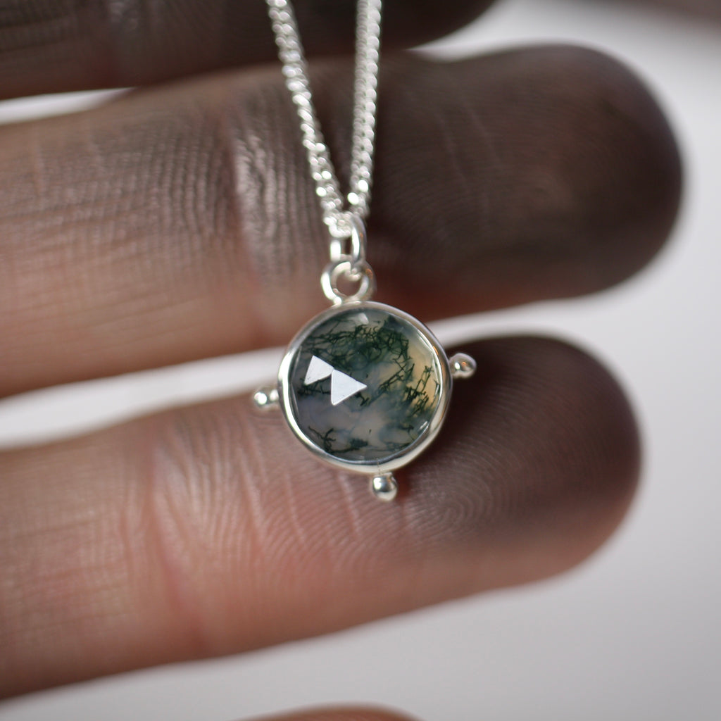 Sterling Silver Moss Agate Necklace (Edition 7)