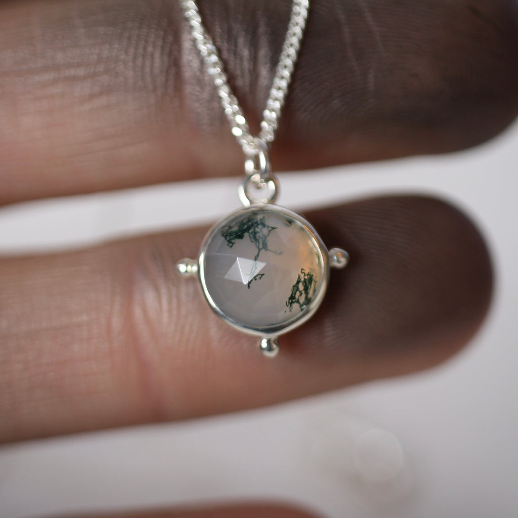 Sterling Silver Moss Agate Necklace (Edition 6)