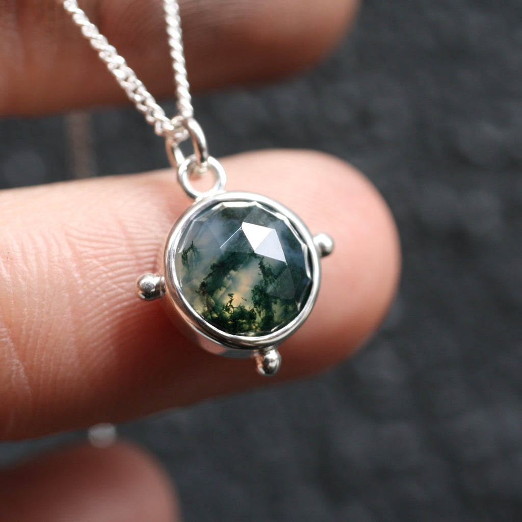 Sterling Silver Moss Agate Necklace (Edition 10)