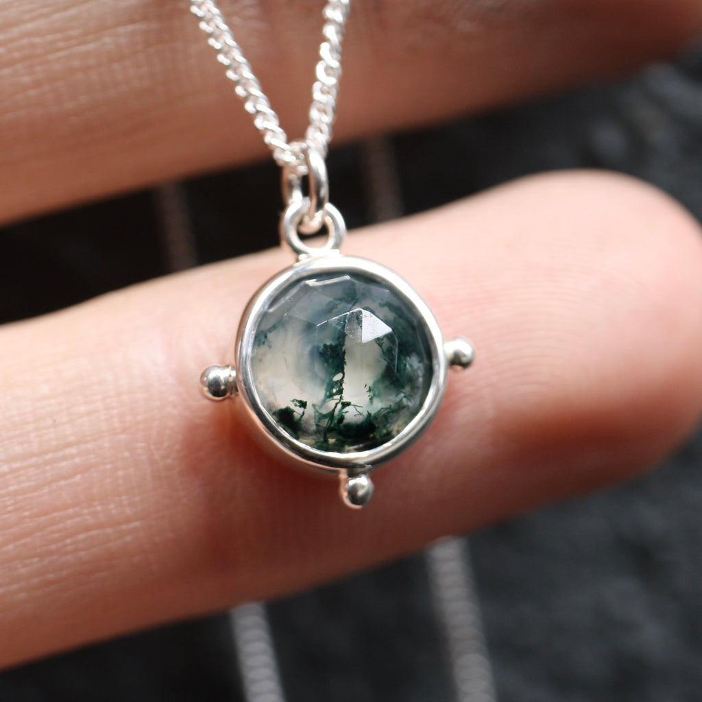 Sterling Silver Moss Agate Necklace (Edition 11)