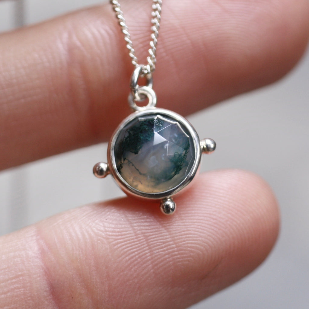 Sterling Silver Moss Agate Necklace (Edition 13)