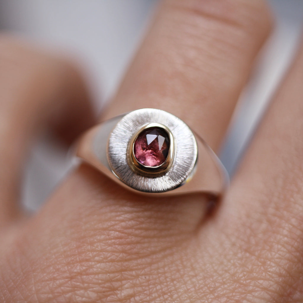 Pink Tourmaline Signet Ring