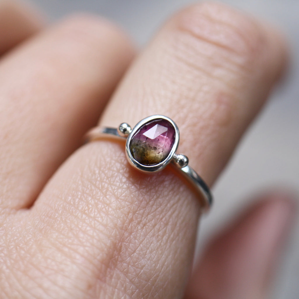 Sterling Silver Watermelon Tourmaline Ring