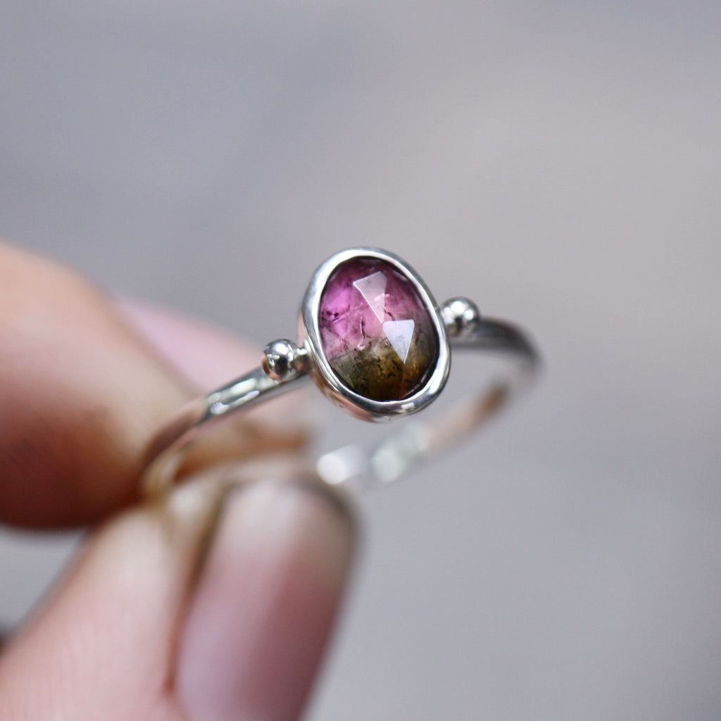 Sterling Silver Watermelon Tourmaline Ring