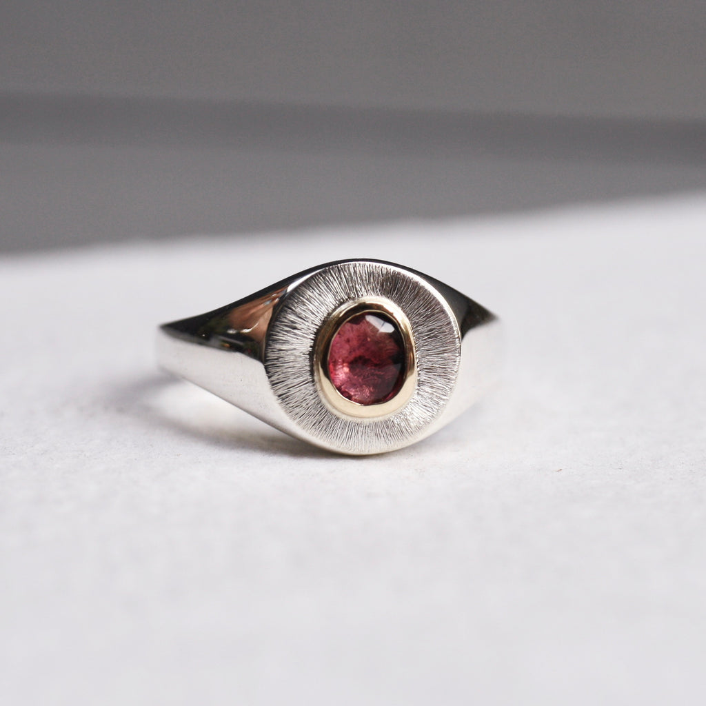 Pink Tourmaline Signet Ring