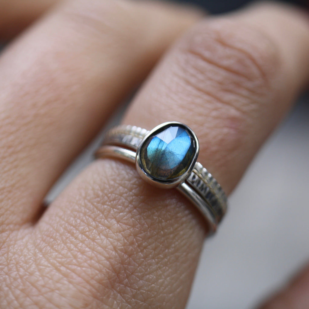 Sterling Silver Labradorite Stacking Ring Set